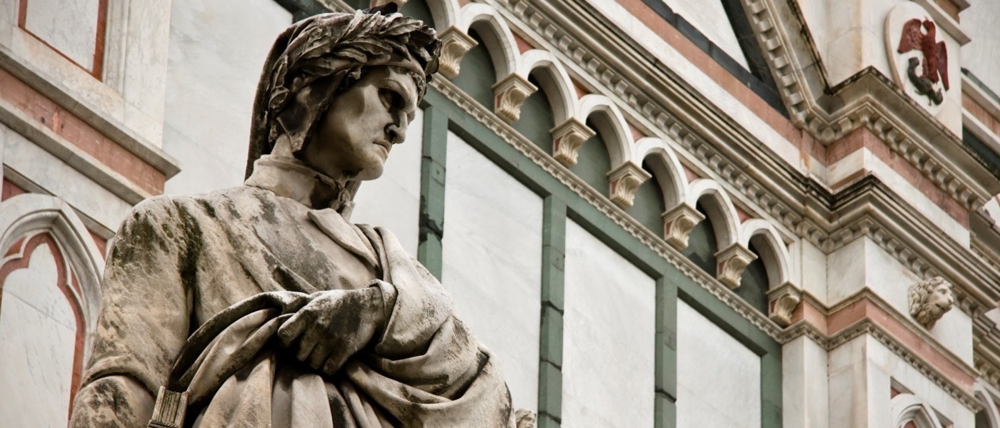 Dante Alighieri statue in Piazza Santa Croce, Florence