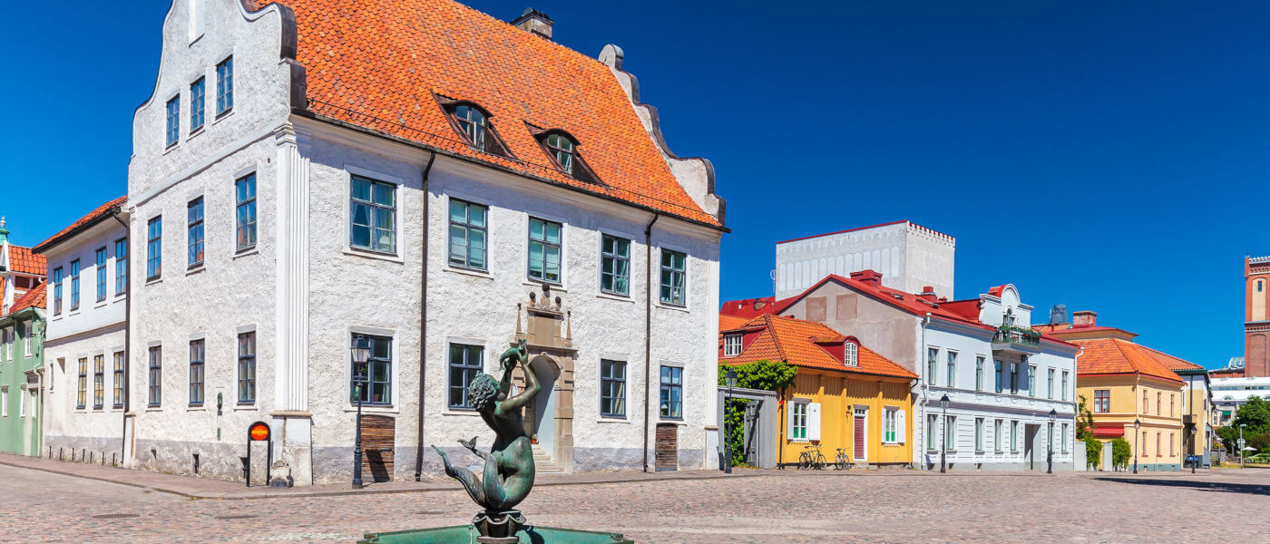 Bunte Häuser in Kalmar, Schweden