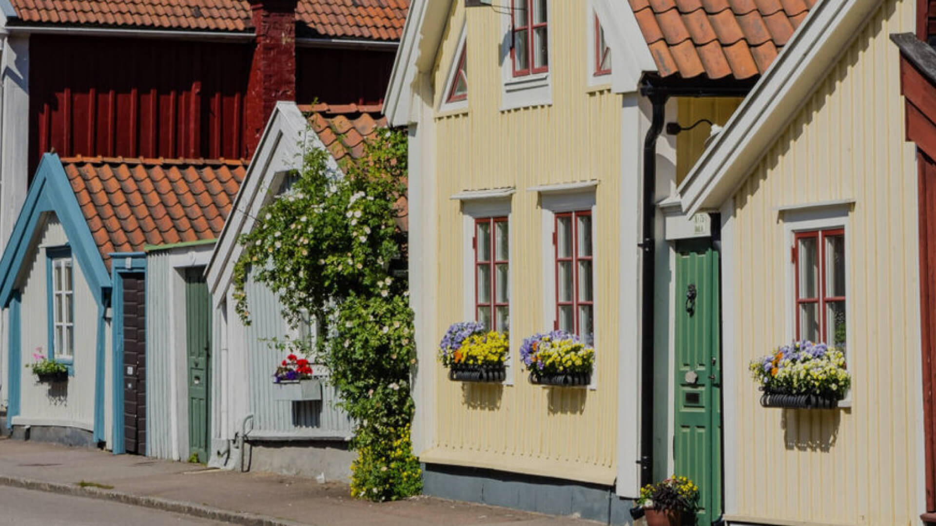 Farbige Häuser in Kalmar, Schweden