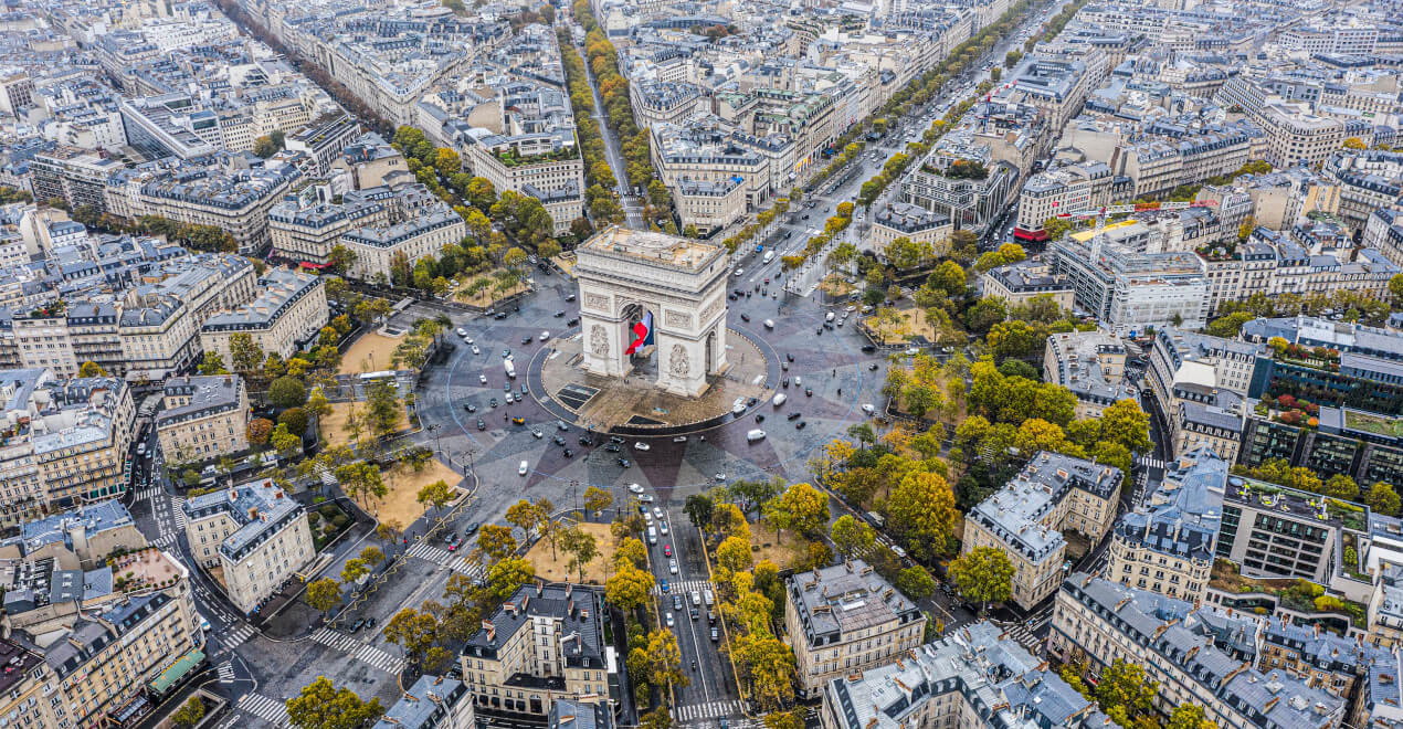 Aerial view of Paris city center